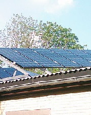 Solar Panels on a flat roof (not at roof-pitch) in Germany.
